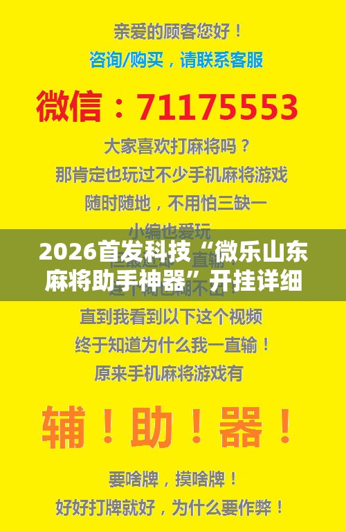 2026首发科技“微乐山东麻将助手神器”开挂详细教程