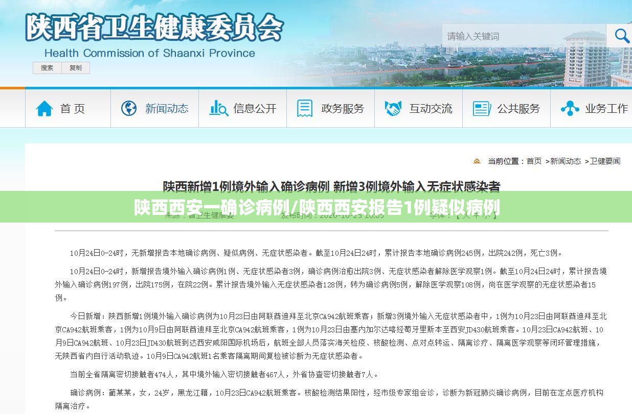 陕西西安一确诊病例/陕西西安报告1例疑似病例 陕西西安一确诊病例/陕西西安报告1例疑似病例