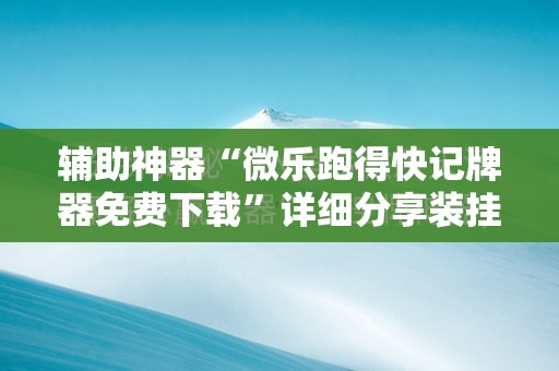 辅助神器“微乐跑得快记牌器免费下载”详细分享装挂步骤