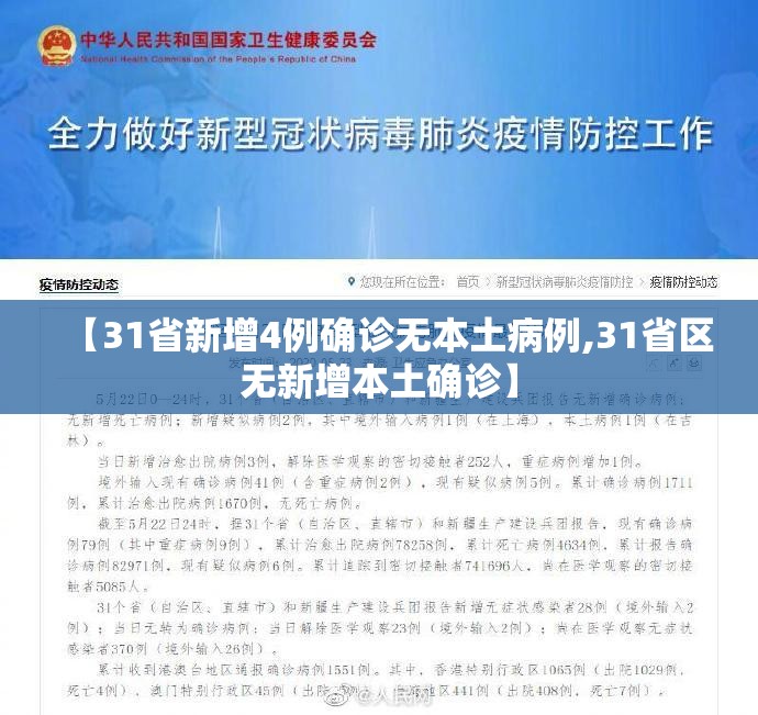 【31省新增4例确诊无本土病例,31省区无新增本土确诊】