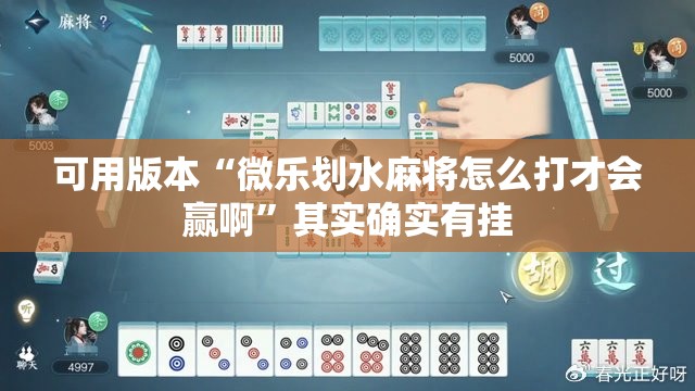 可用版本“微乐划水麻将怎么打才会赢啊	”其实确实有挂
