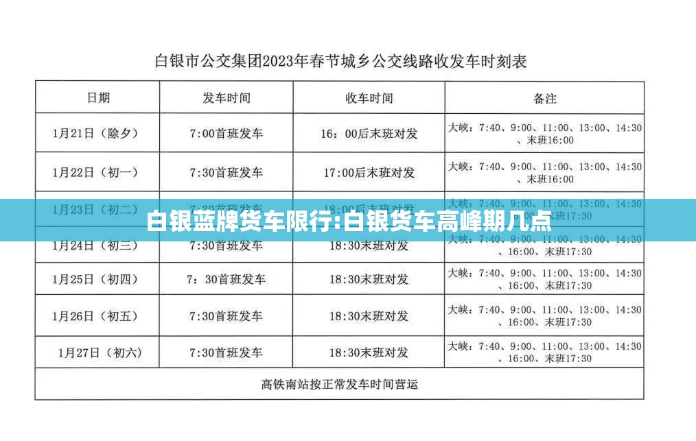 白银蓝牌货车限行:白银货车高峰期几点