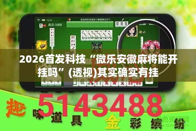 2026首发科技“微乐安徽麻将能开挂吗	”(透视)其实确实有挂