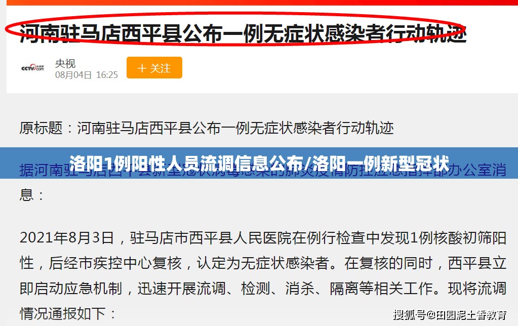 洛阳1例阳性人员流调信息公布/洛阳一例新型冠状