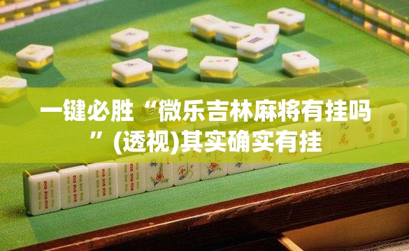 一键必胜“微乐吉林麻将有挂吗”(透视)其实确实有挂
