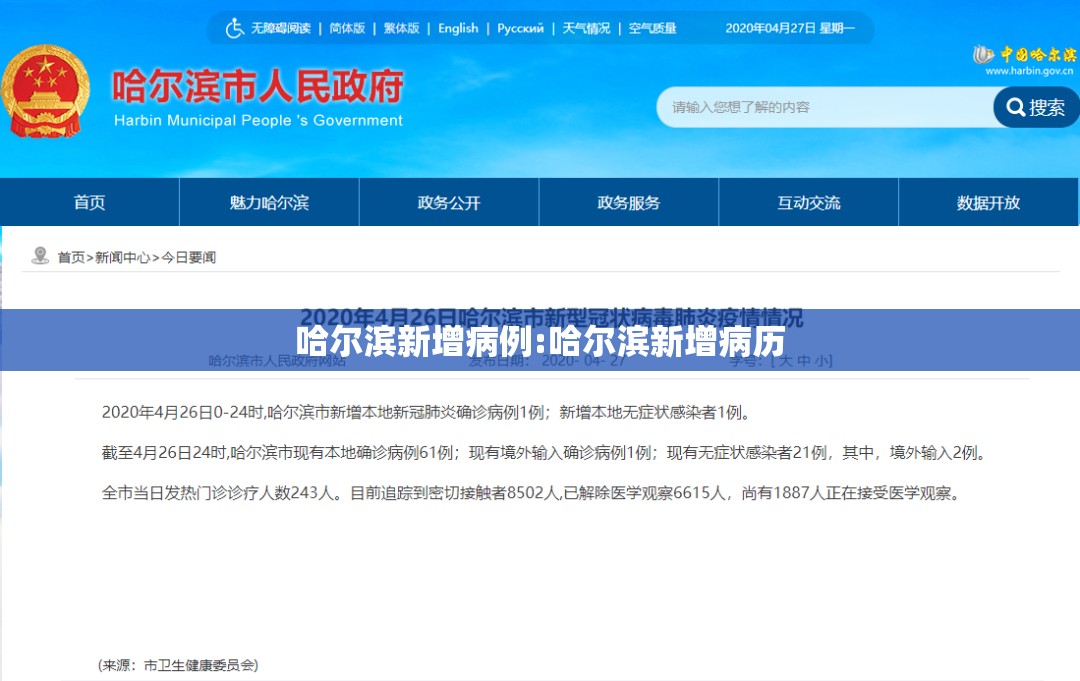 哈尔滨新增病例:哈尔滨新增病历