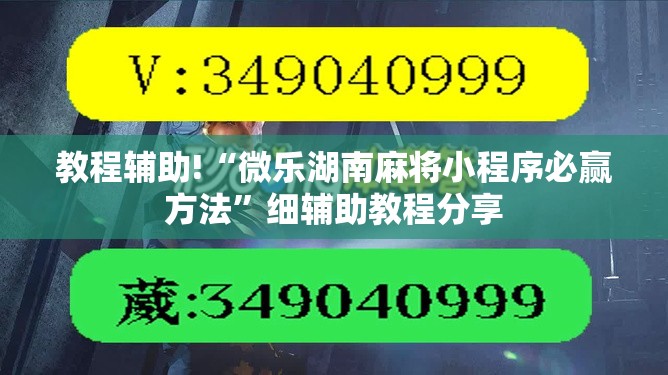 教程辅助!“微乐湖南麻将小程序必赢方法”细辅助教程分享