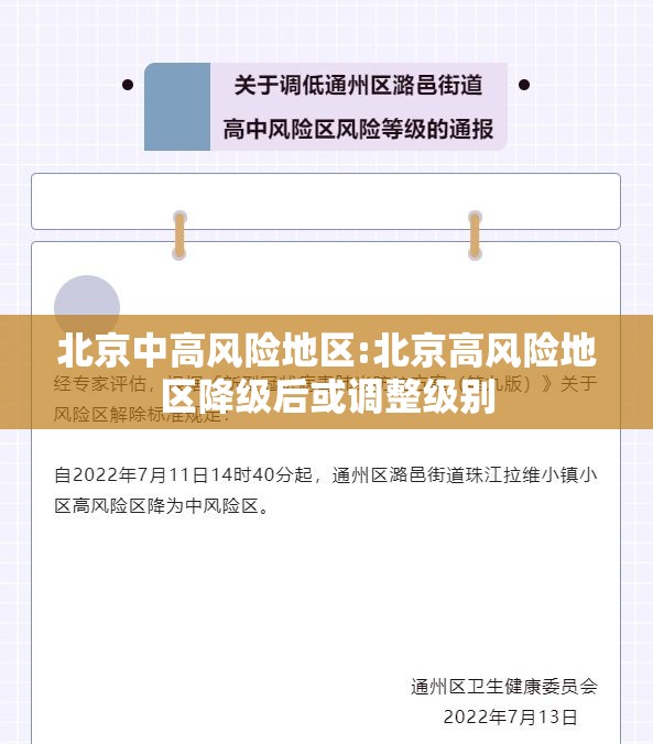 北京中高风险地区:北京高风险地区降级后或调整级别