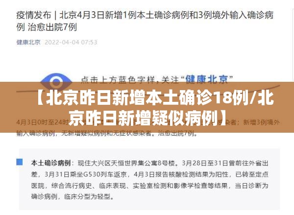 【北京昨日新增本土确诊18例/北京昨日新增疑似病例】