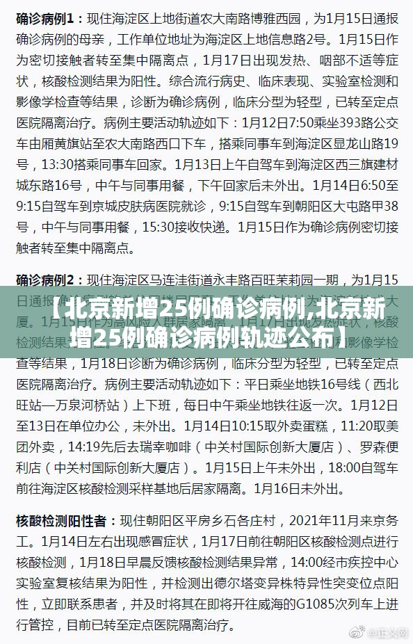 【北京新增25例确诊病例,北京新增25例确诊病例轨迹公布】 【北京新增25例确诊病例,北京新增25例确诊病例轨迹公布】