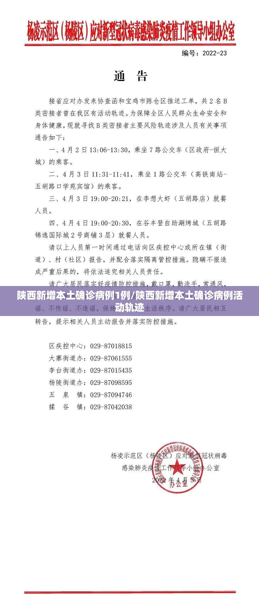 陕西新增本土确诊病例1例/陕西新增本土确诊病例活动轨迹