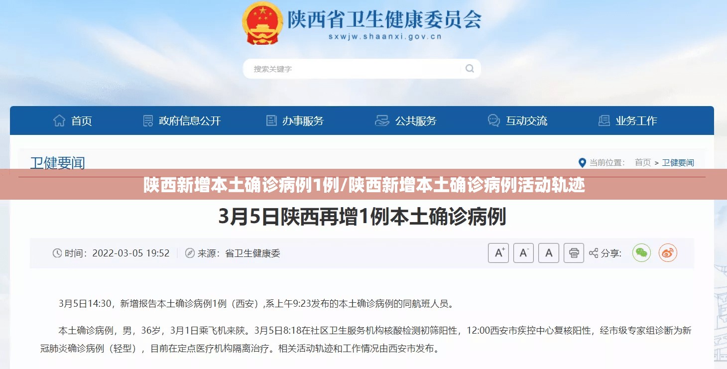 陕西新增本土确诊病例1例/陕西新增本土确诊病例活动轨迹