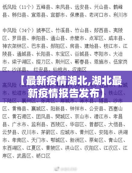 【最新疫情湖北,湖北最新疫情报告发布】
