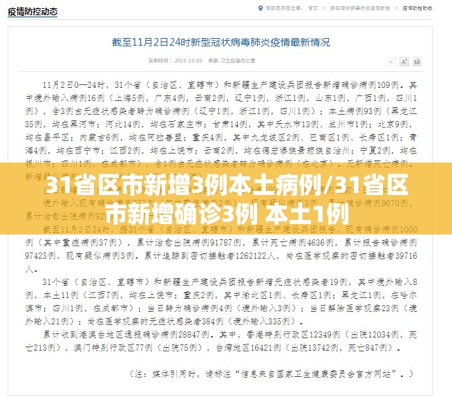 31省区市新增3例本土病例/31省区市新增确诊3例 本土1例