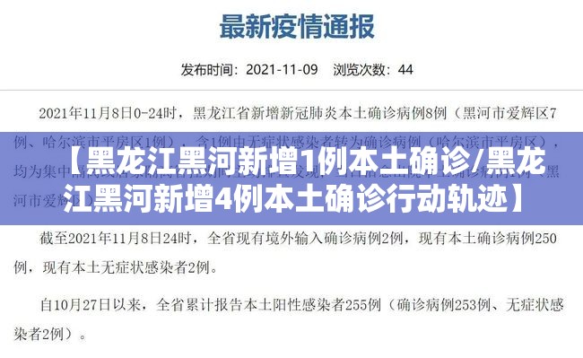 【黑龙江黑河新增1例本土确诊/黑龙江黑河新增4例本土确诊行动轨迹】