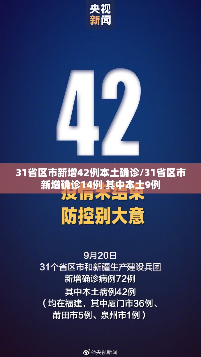 31省区市新增42例本土确诊/31省区市新增确诊14例 其中本土9例