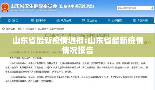 山东省最新疫情通报:山东省最新疫情情况报告