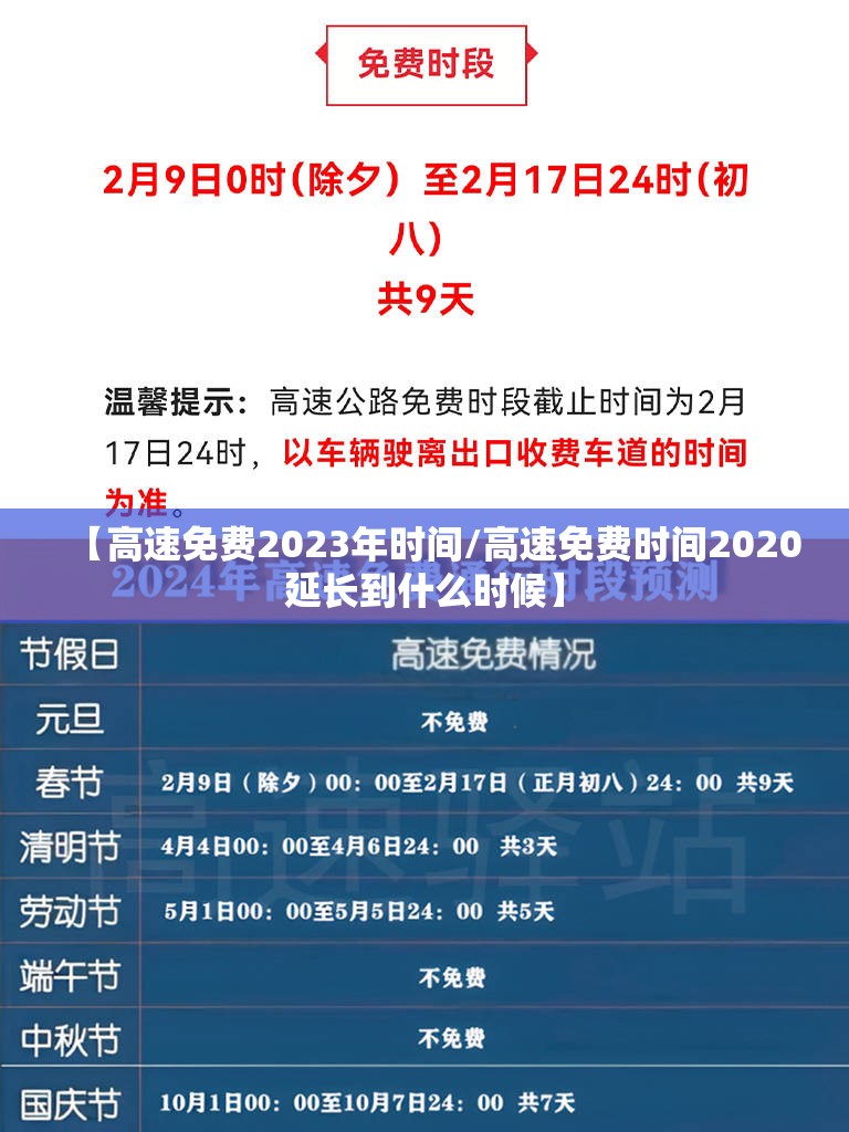 【高速免费2023年时间/高速免费时间2020延长到什么时候】