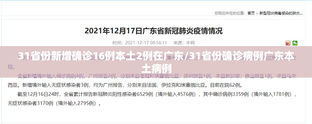 31省份新增确诊16例本土2例在广东/31省份确诊病例广东本土病例