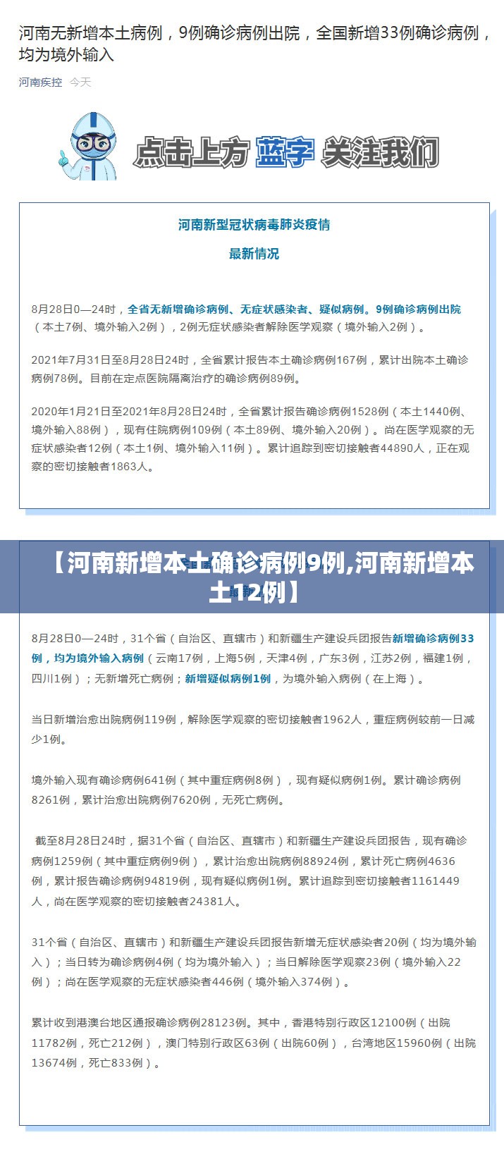 【河南新增本土确诊病例9例,河南新增本土12例】