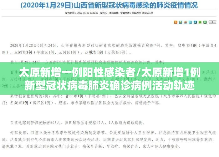 太原新增一例阳性感染者/太原新增1例新型冠状病毒肺炎确诊病例活动轨迹