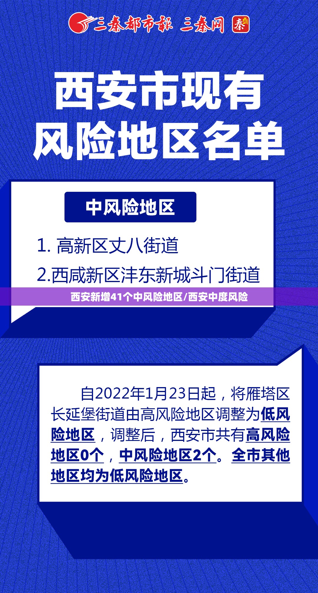 西安新增41个中风险地区/西安中度风险