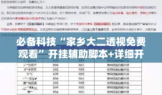 必备科技“家乡大二透视免费观看”开挂辅助脚本+详细开挂安装教程