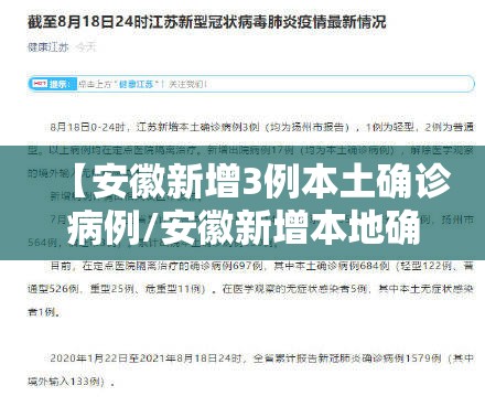 【安徽新增3例本土确诊病例/安徽新增本地确诊 3 例】