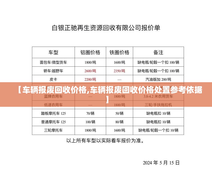 【车辆报废回收价格,车辆报废回收价格处置参考依据】