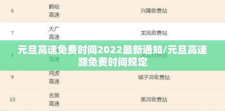 元旦高速免费时间2022最新通知/元旦高速路免费时间规定