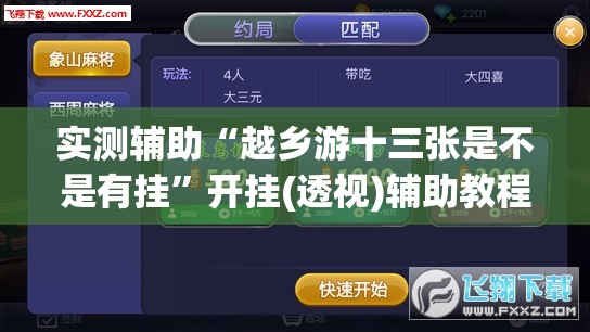 实测辅助“越乡游十三张是不是有挂”开挂(透视)辅助教程