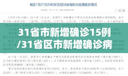 31省市新增确诊15例/31省区市新增确诊病例13例