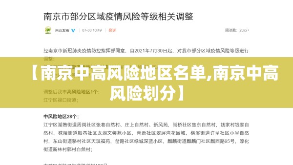 【南京中高风险地区名单,南京中高风险划分】