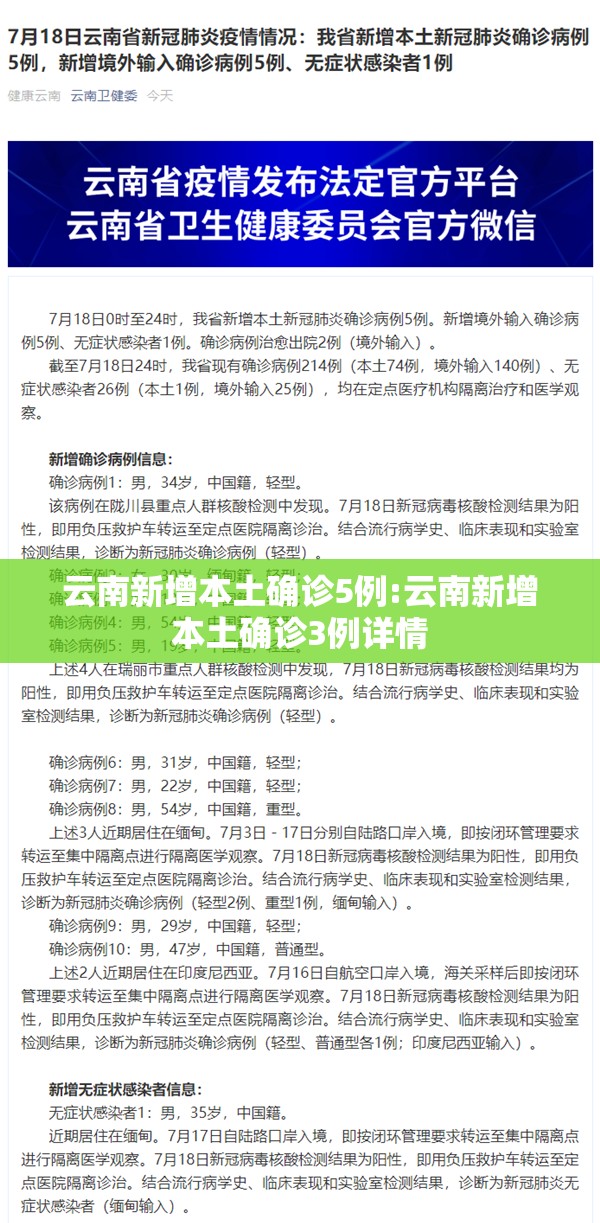 云南新增本土确诊5例:云南新增本土确诊3例详情 云南新增本土确诊5例:云南新增本土确诊3例详情