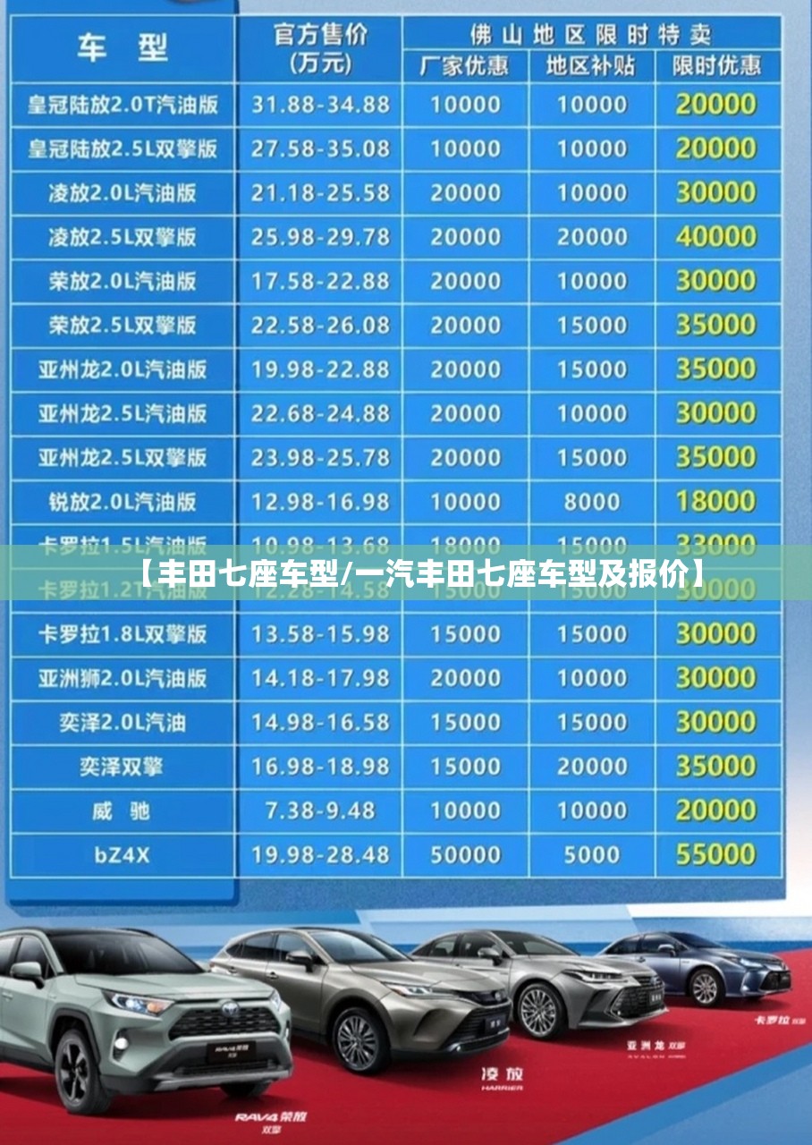 【丰田七座车型/一汽丰田七座车型及报价】 【丰田七座车型/一汽丰田七座车型及报价】
