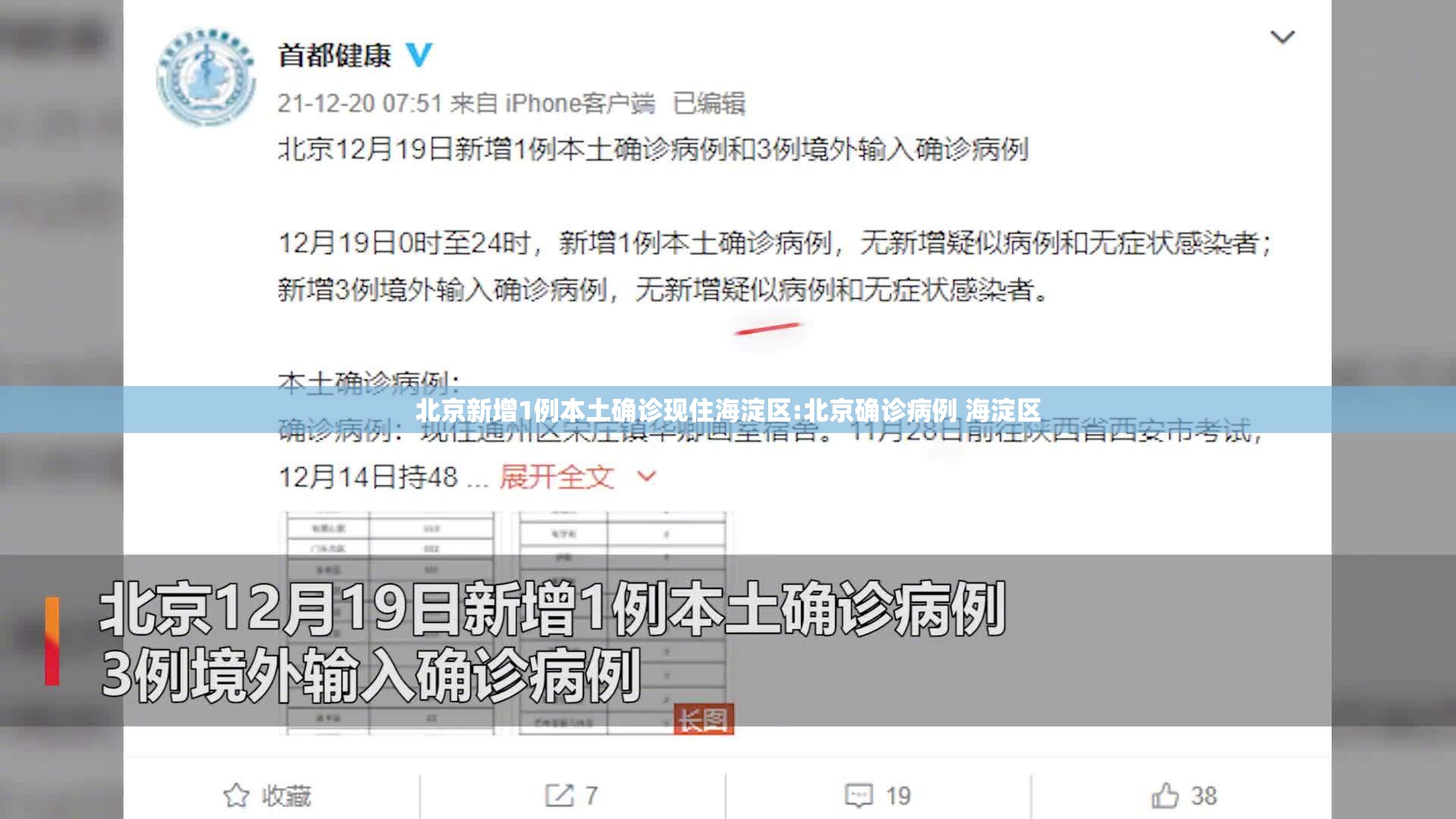 北京新增1例本土确诊现住海淀区:北京确诊病例 海淀区