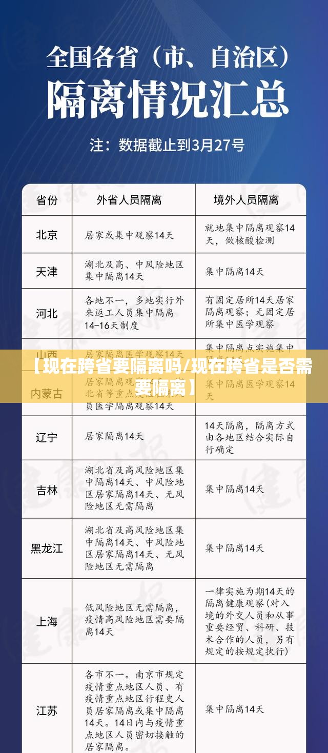 【现在跨省要隔离吗/现在跨省是否需要隔离】