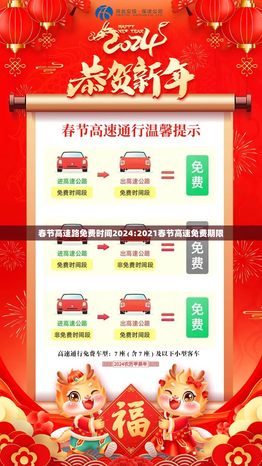 春节高速路免费时间2024:2021春节高速免费期限