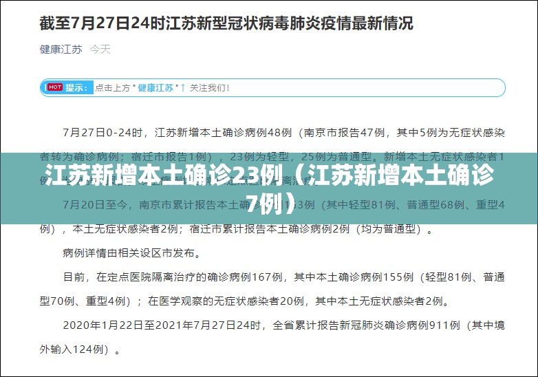江苏新增本土确诊23例(江苏新增本土确诊7例) 江苏新增本土确诊23例(江苏新增本土确诊7例)