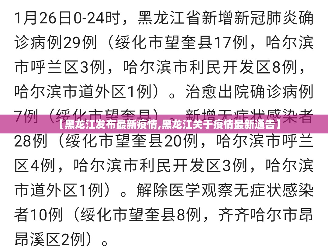 【黑龙江发布最新疫情,黑龙江关于疫情最新通告】