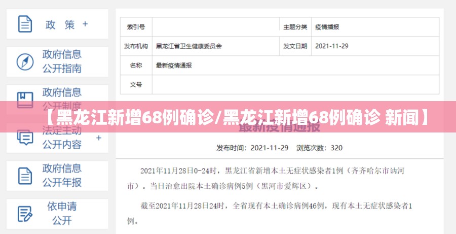 【黑龙江新增68例确诊/黑龙江新增68例确诊 新闻】 【黑龙江新增68例确诊/黑龙江新增68例确诊 新闻】