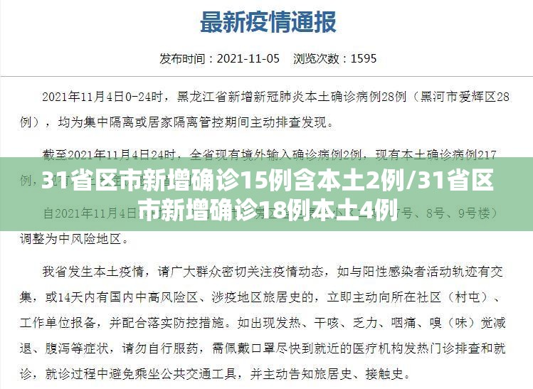 31省区市新增确诊15例含本土2例/31省区市新增确诊18例本土4例