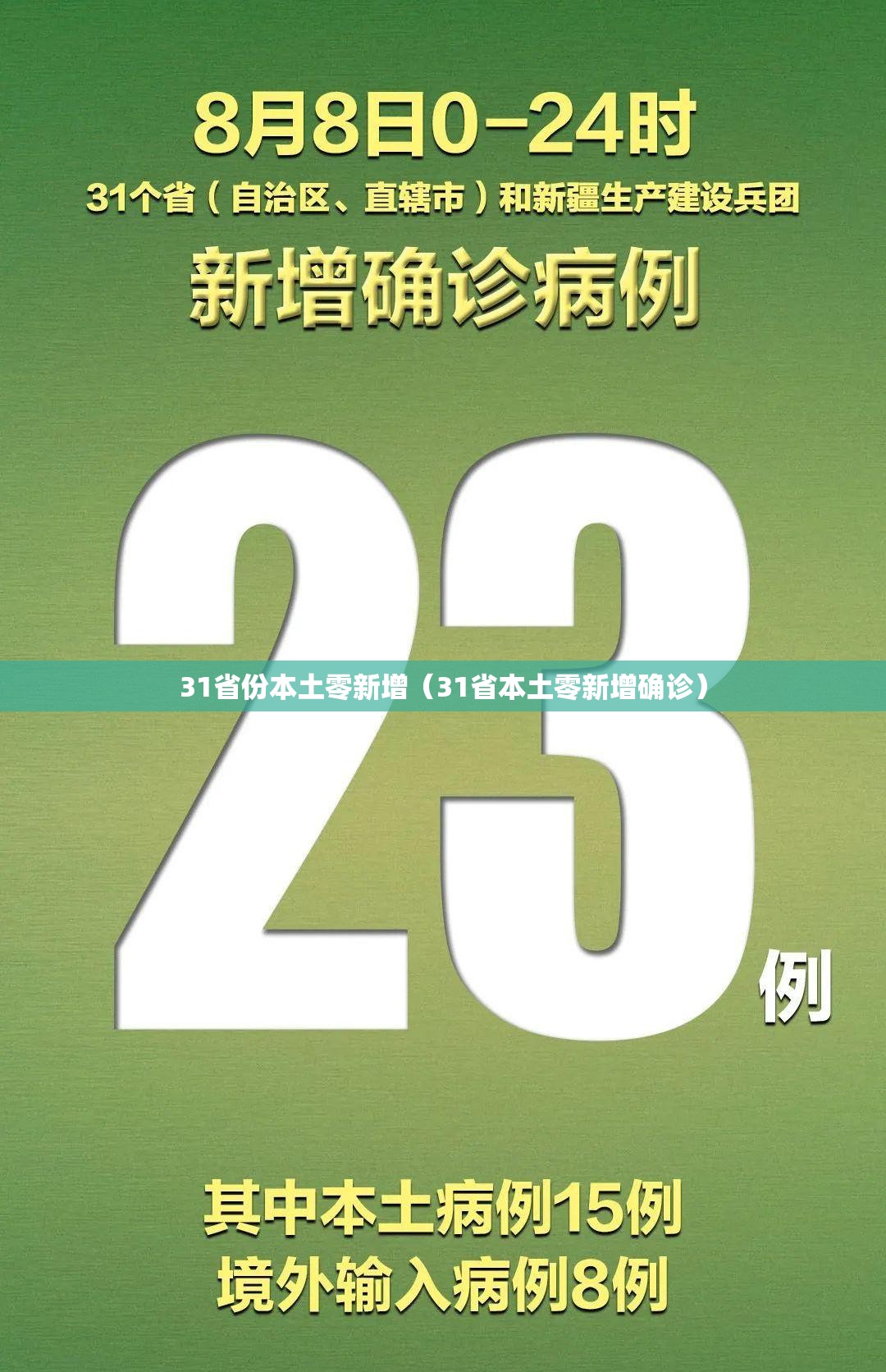 31省份本土零新增（31省本土零新增确诊）