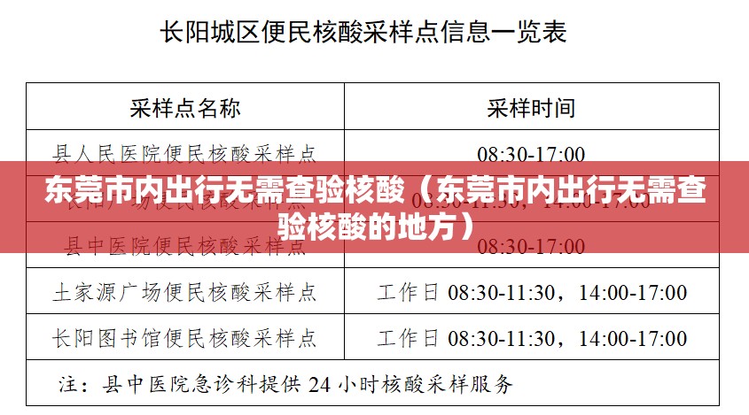 东莞市内出行无需查验核酸（东莞市内出行无需查验核酸的地方）