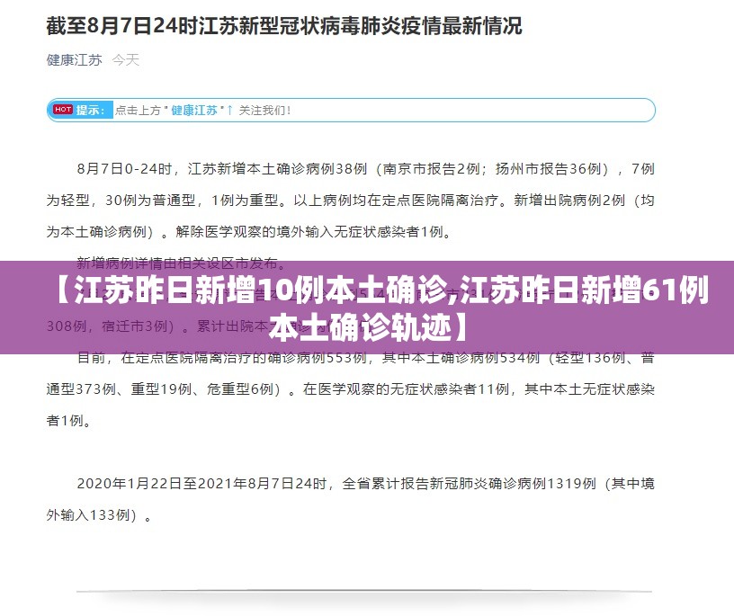 【江苏昨日新增10例本土确诊,江苏昨日新增61例本土确诊轨迹】