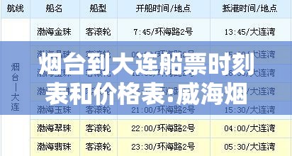 烟台到大连船票时刻表和价格表:威海烟台到大连船票时刻表和价格表