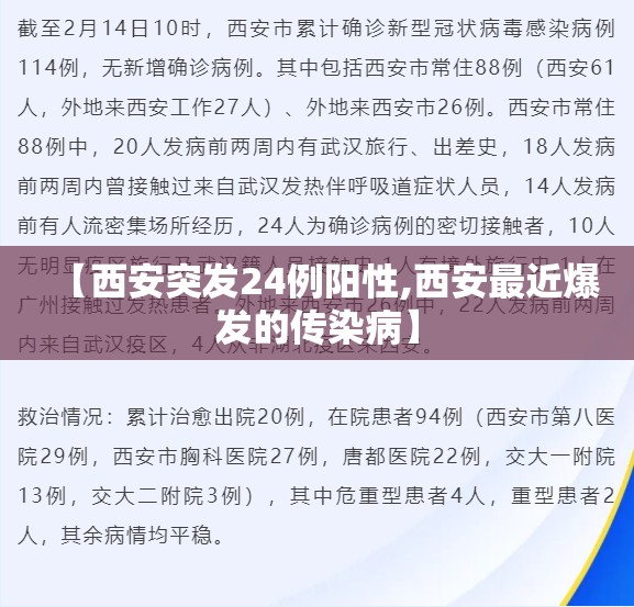 【西安突发24例阳性,西安最近爆发的传染病】