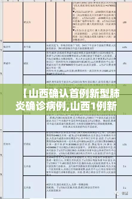 【山西确认首例新型肺炎确诊病例,山西1例新型肺炎】
