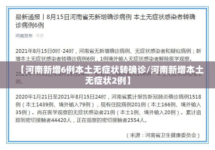【河南新增6例本土无症状转确诊/河南新增本土无症状2例】