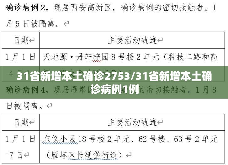 31省新增本土确诊2753/31省新增本土确诊病例1例 31省新增本土确诊2753/31省新增本土确诊病例1例